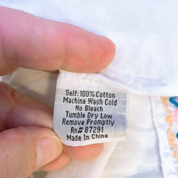 Johnny Was White Embroidered Boho Tunic Top - Size L - Picture 7 of 7